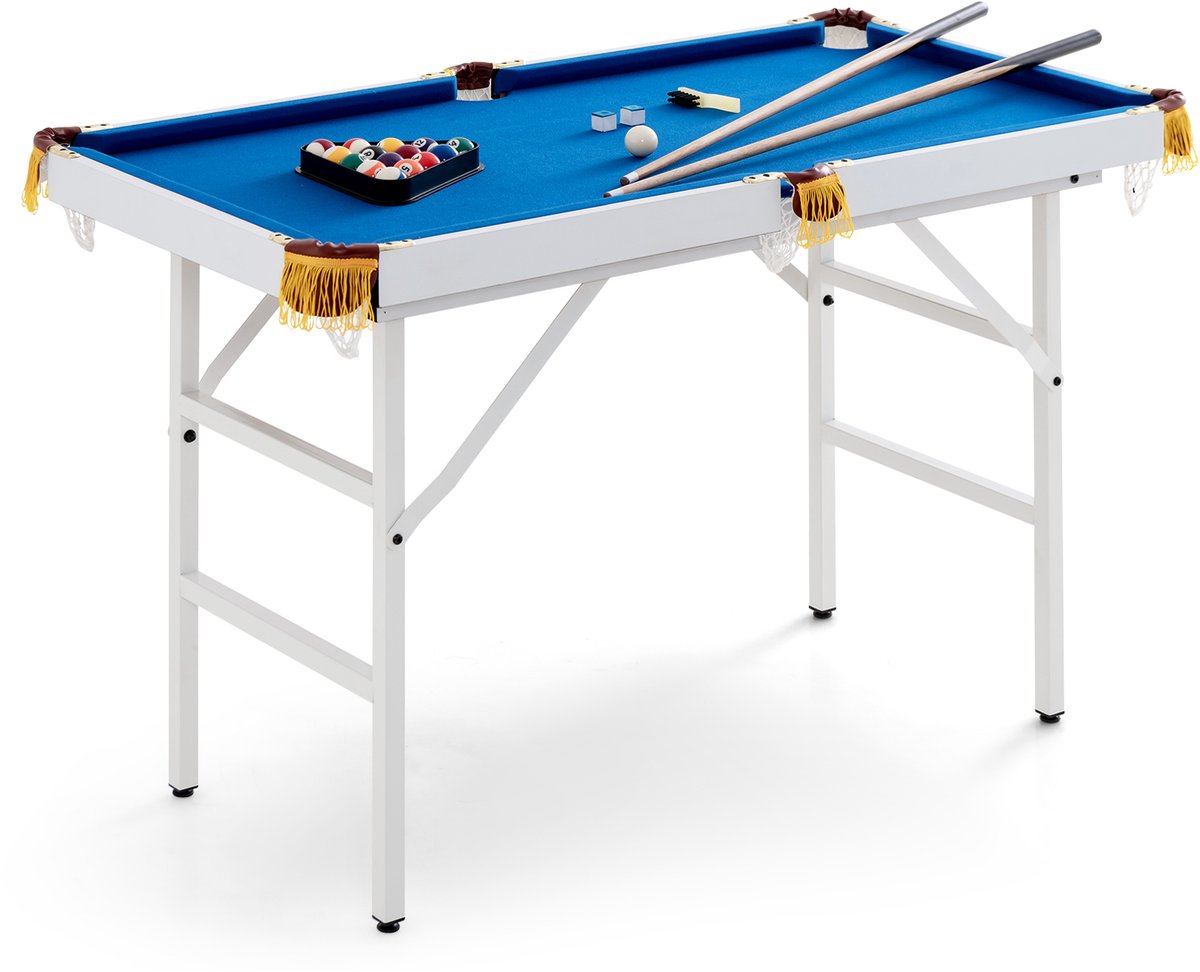 SureDeal® - Speelkamer - Opvouwbare Biljarttafel - Keuen - Krijtjes - Driehoek - Borstel Biljarttafel - 122x64x78 cm - Blauw