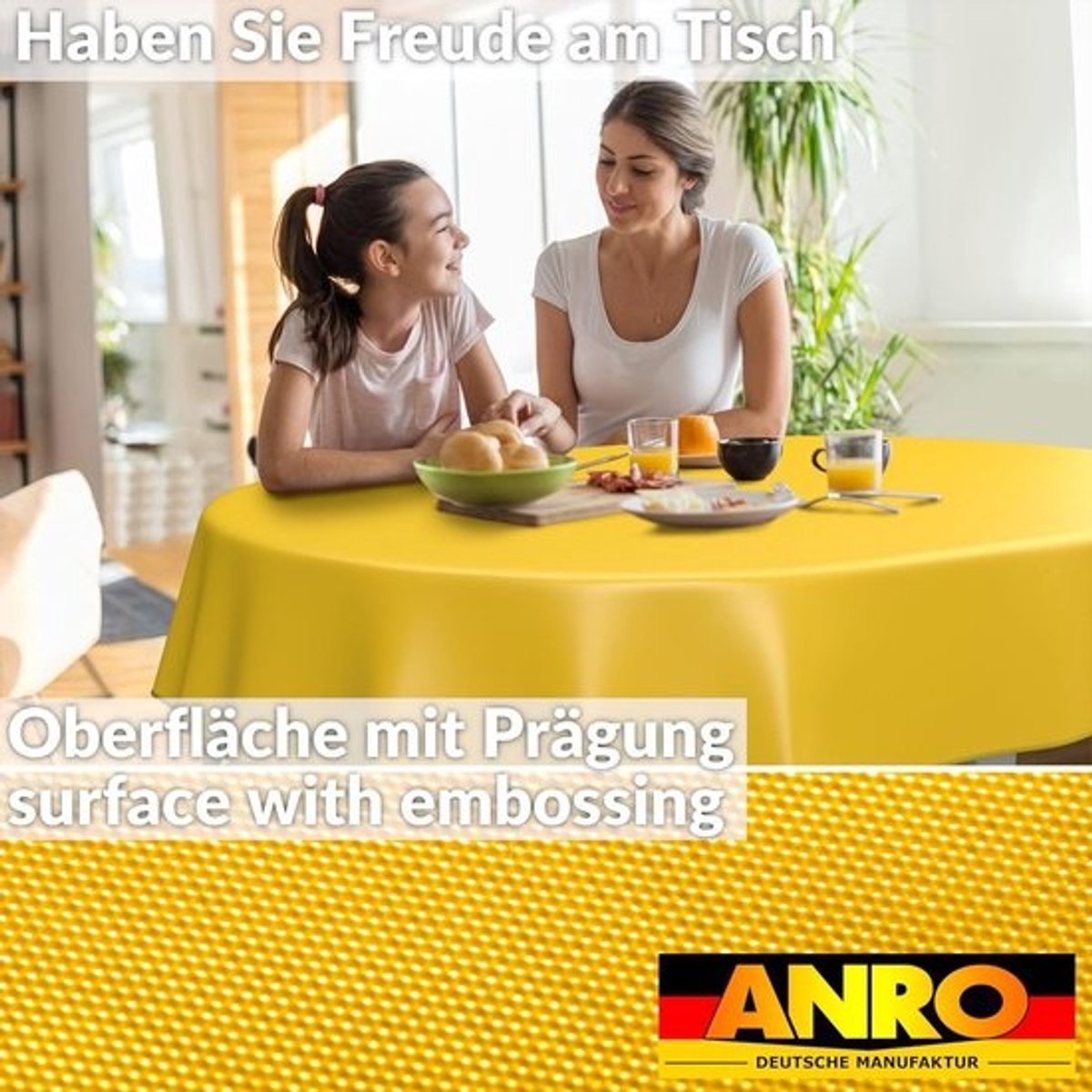 Tafelkleed Afwasbaar - Tafelzeil Tafelbedekking - Bescherming Tafel - Waterafstotend Materiaal - 280 x 140 cm - Geel