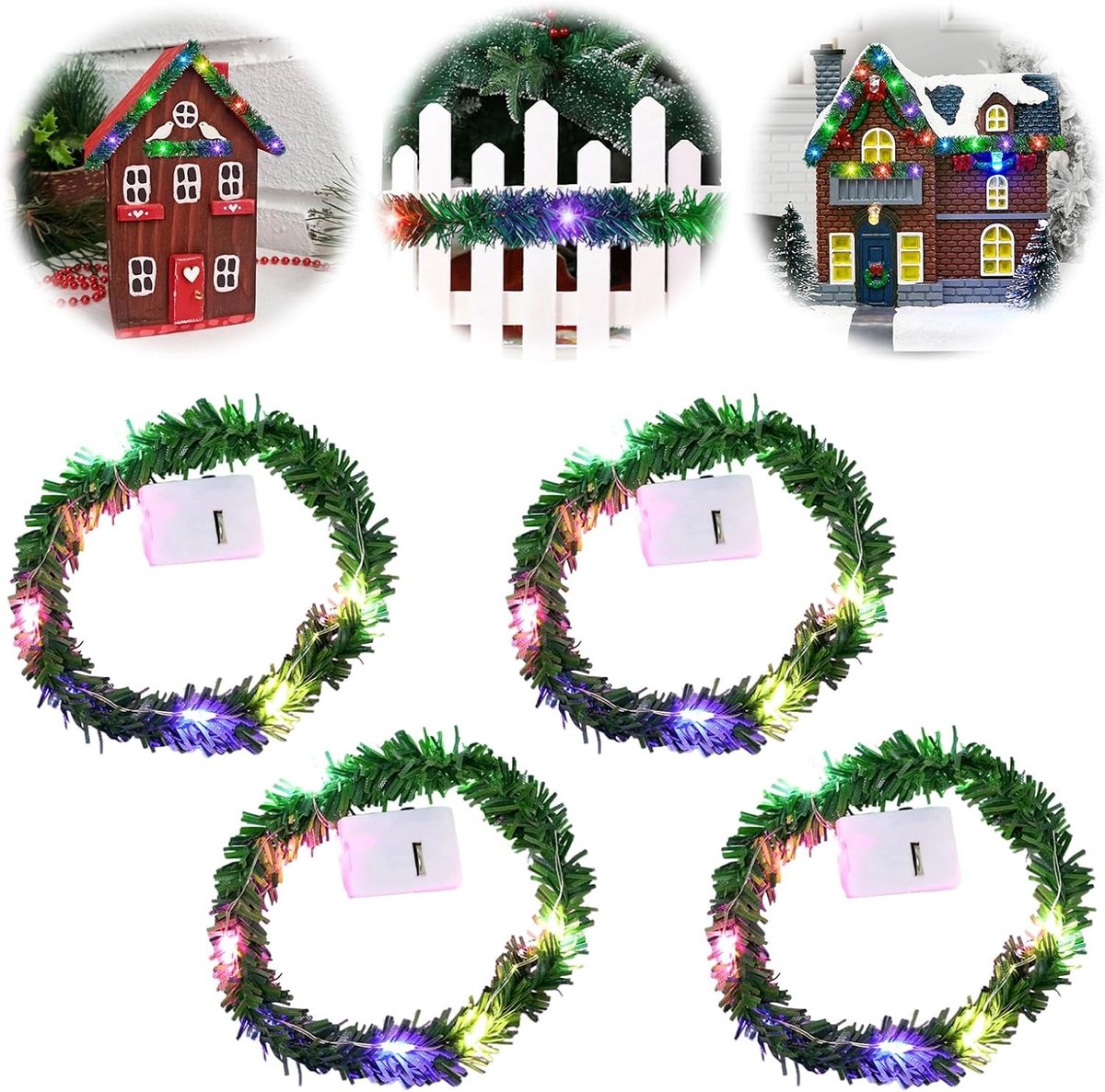 Miniatuur Feestverlichting voor Gnome Huisjes - 4 Stuks LED Fairy Lights voor Kerstdecoratie, Speelgoed en Poppenhuis Verlichting