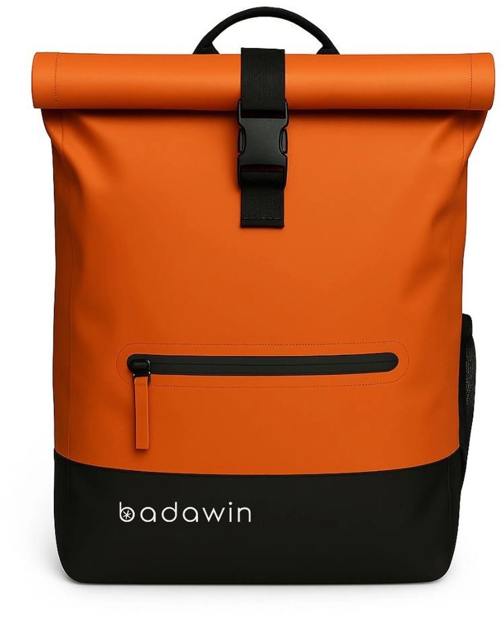 BADAWIN - "Anna" 2-in-1 fietsrugzak Oranje - fietsrugzak waterdicht - fietstas bagagedrager - fietstas met haken - rolltop rugzak waterdicht - laptop fietstas - fietstas rugzak combinatie