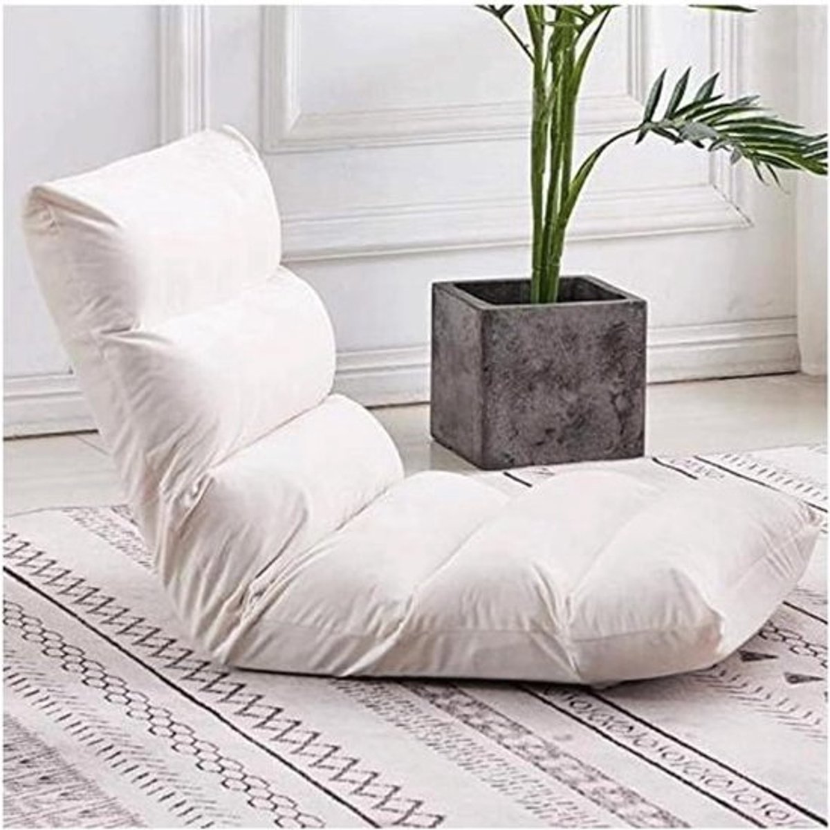 Fauteuil Zitzak - Luie Bank Vloerstoel - Ontspannen Zitten - Verstelbaar 0-90 Graden - 55x56x52 cm - Grijs