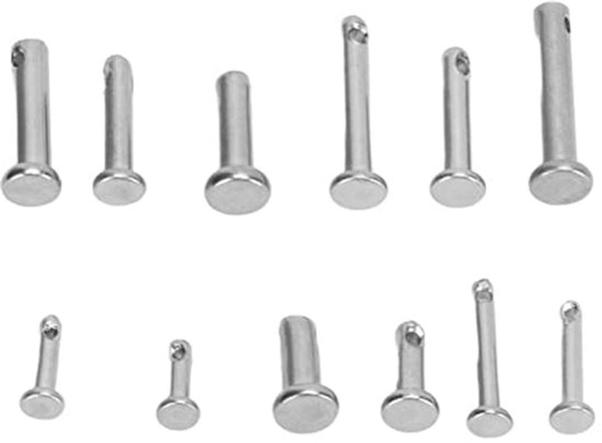 Cleavage Pins 12 maten roestvrij staal gieten pen enkele gat platte kop T-vorm ronde pin assortiment kit voor auto (44 stuks)