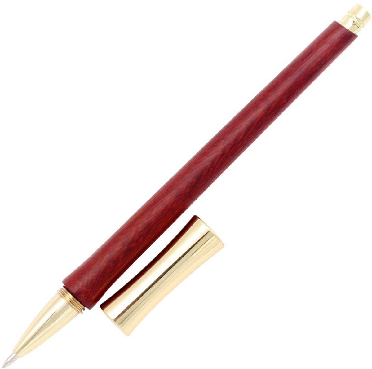 Rollerbalpen van handgemaakt hout - Rood met gouden dop