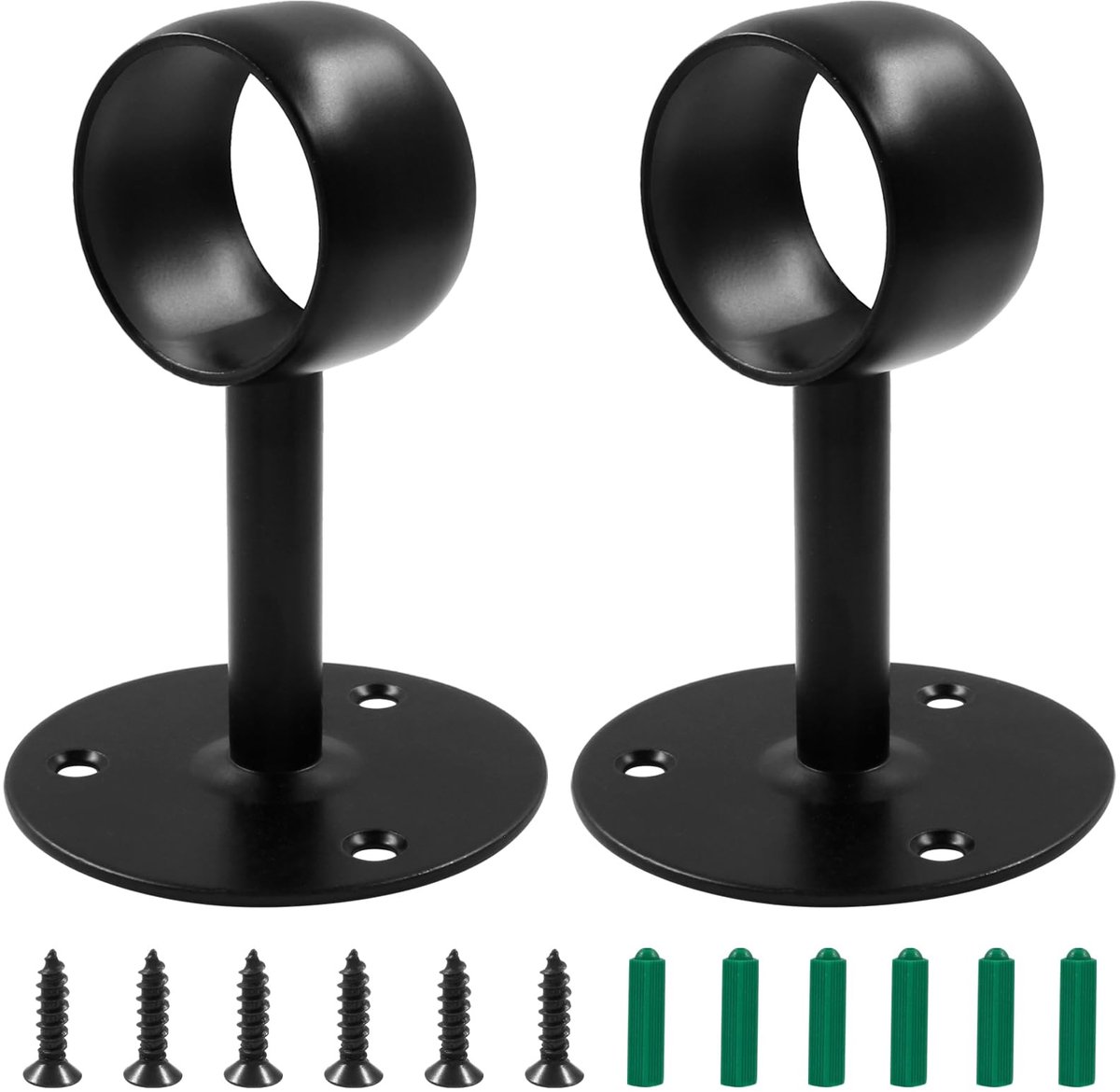 Ceiling Mounting Beugel voor Gordijnstang - Rvs - Zwart - Set van 2