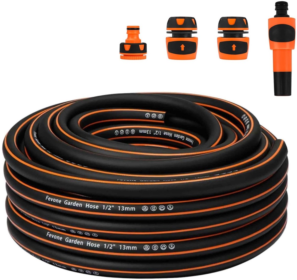 Tuinslang 20 m - Flexibele en Robuuste Hybird Polymer in Zwart/Oranje