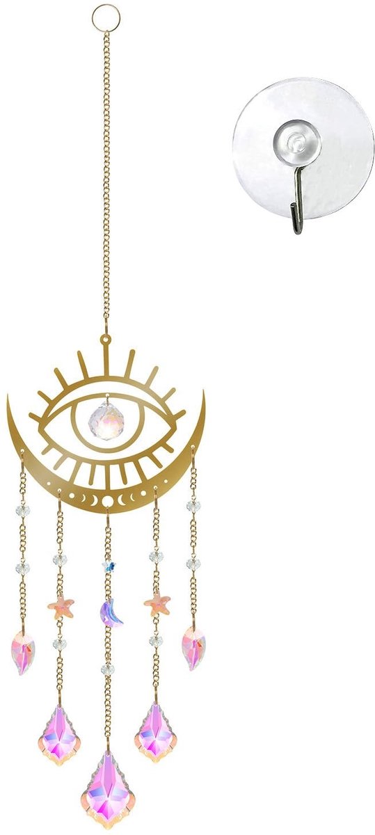 Evil Eye Decor Hanger - 13 inch Kristallen Raamdecoratie - Goud