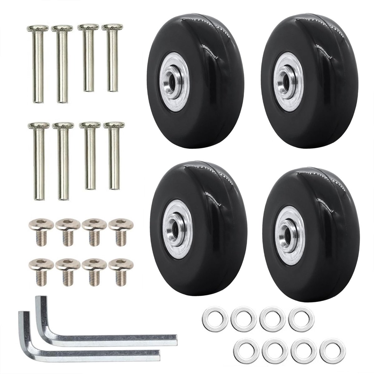 Vervangende Luggage Wheels - Rubber en Metaal, 4 stuks
