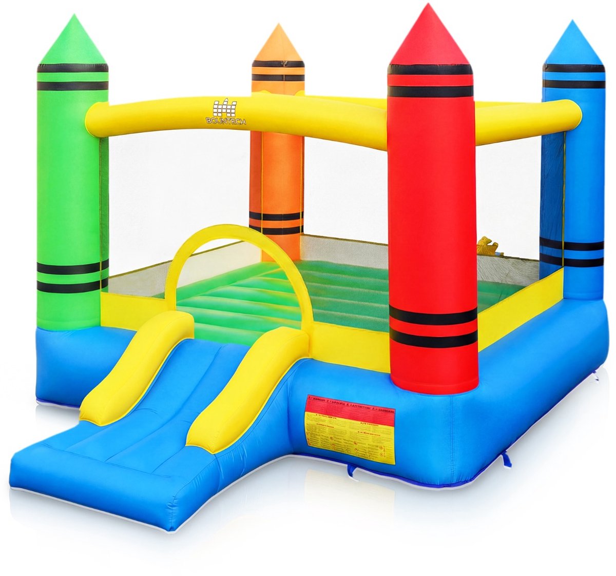 SureDeal® - Buitenspeelgoed - Opblaasbaar Kasteel - Potloodthema - Glijbaan Extra Groot - Gebruik Binnen - Buiten - 346x259x220 cm - Multicolor