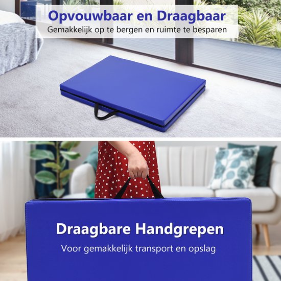 SureDeal® - Yogamatt - Gymnastiekmat Zachte Vloer - 180x60x4 cm - Blauw van suredeal — afbeelding 5