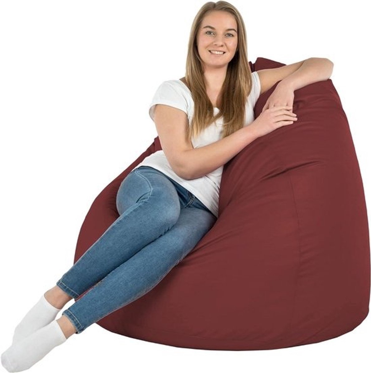 Zitzak XXL - Beanbag Stoel - Ontspannen Zitten - Afneembare Hoes - 160x120 cm - Bordeaux