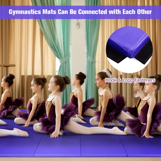 SureDeal® - Yogamatt - Opvouwbare Gymnastiekmatten Sportmatten - Klittenbandsluitingen - Handig Handvat Dikke - 300x116x5 cm - Diep paars van suredeal — afbeelding 4