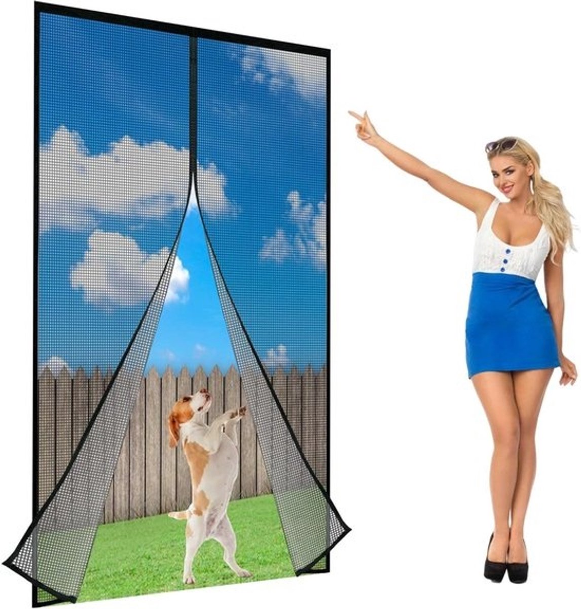 Magnetisch Horndeurgordijn - Insectendeur Gaas - Insecten Buiten Houden - Verzwaarde Onderkant - 90x200cm - Zwart