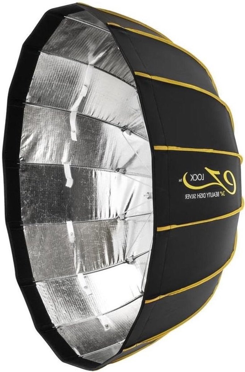 Opvouwbare Beauty Dish Softbox - Parabolische Softbox Lichtvervormer - Portretfotografie - EZ Lock Snelmontage - 34 inch - Zilver