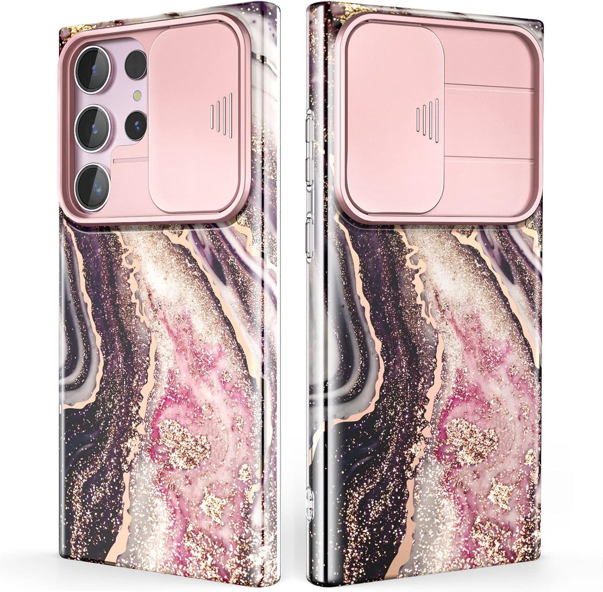Stijlvolle en lichte hoes voor Samsung Galaxy S23 Ultra met schuifcamera-beschermer, anti-geelverkleuring, slank ontwerp en perfecte pasvorm, zwart 6.8''