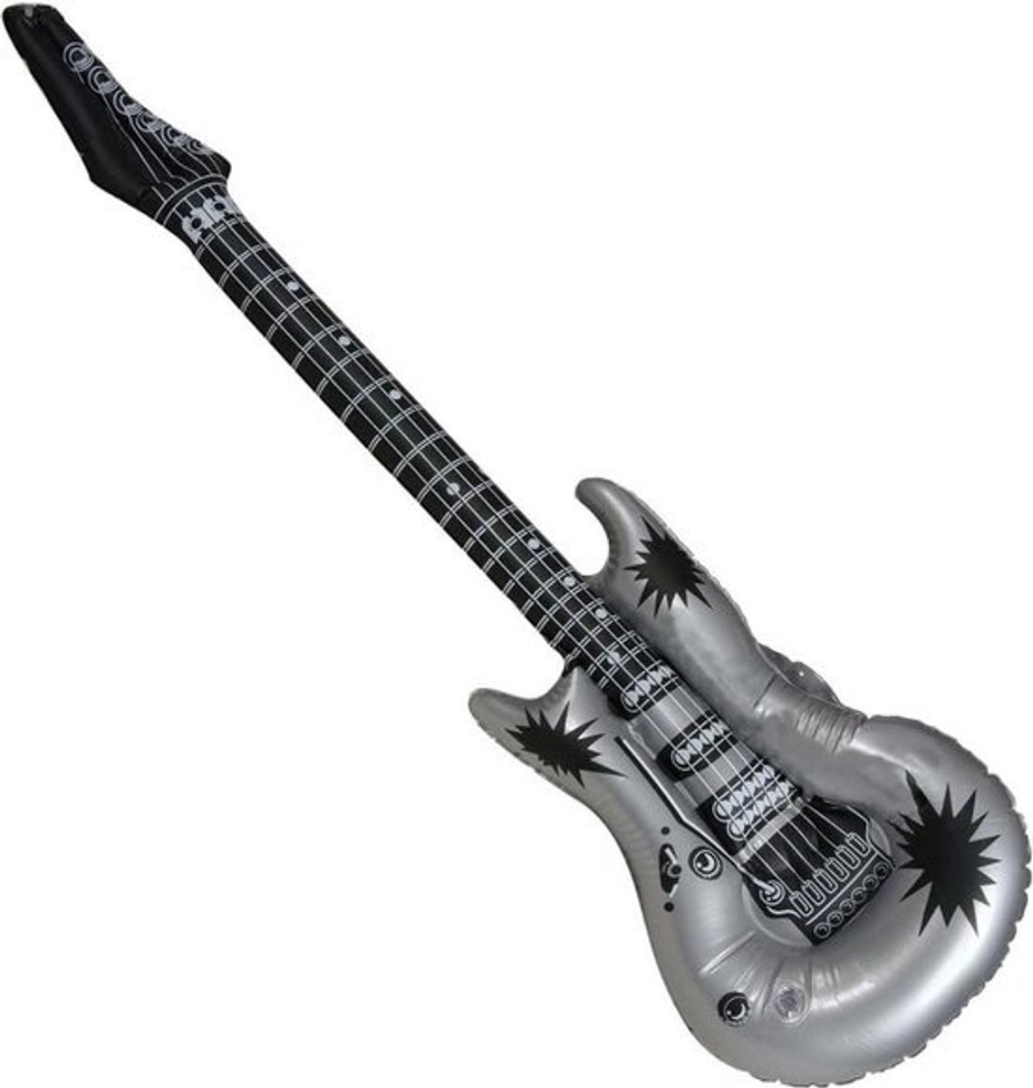 Opblaasbare Gitaar - Luchtgitaar Party Accessoire - Feestelijke Muziekbeleving - Groot Formaat - 150 x 90 cm - Zilver