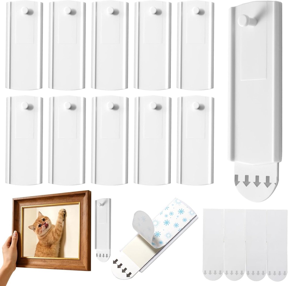 Set van 10 Zelfklevende Spijkers voor Fotolijsten - Ideaal voor Wanddecoratie, Geen Restanten, Eenvoudig te Gebruiken en Sterk Plakmateriaal voor Foto's en Klokken