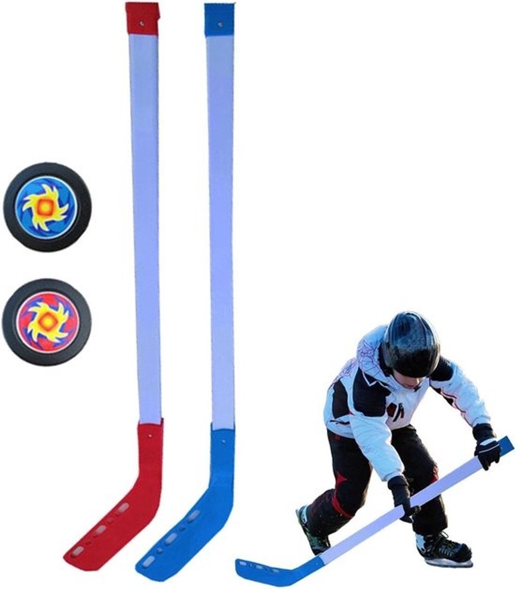 Hockeyset Kinderen - Straathockey Set - Buitensport Spelen - Duurzaam ABS Materiaal - 70 cm - Rood Blauw Geel