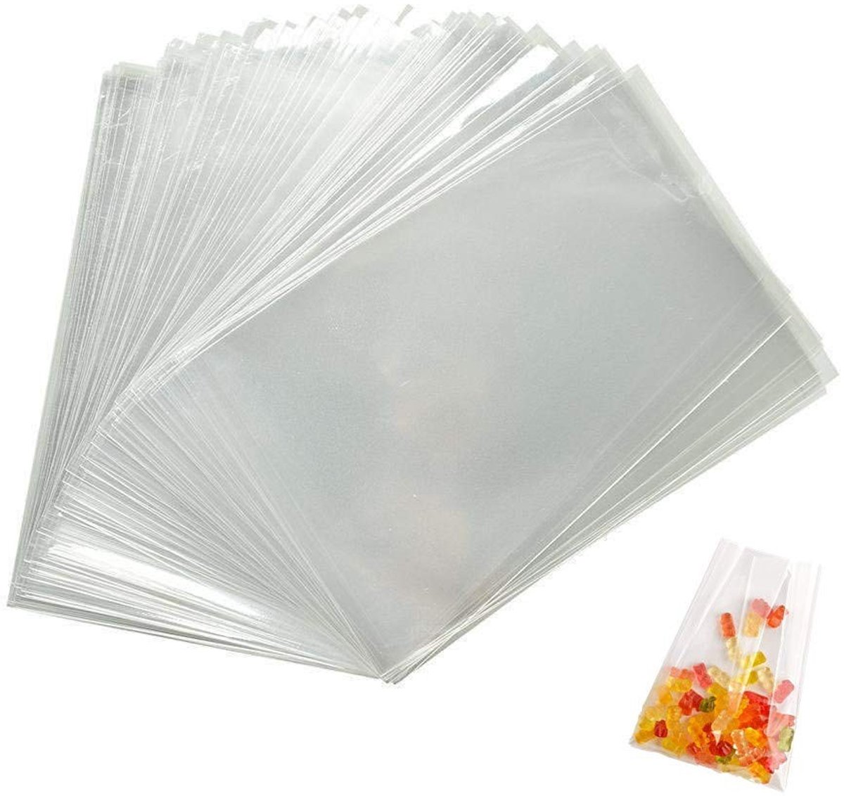 200 Cellofaanzakjes 7 x 10 cm - Transparante Zakjes voor Snoep, Koekjes en Cadeaus, Klein en Plat
