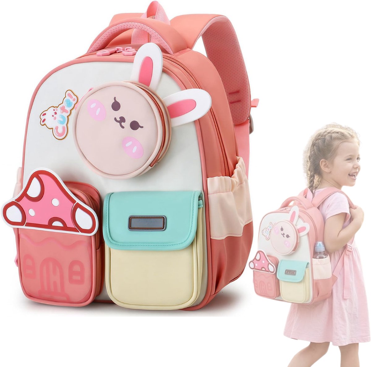 DailySupplies® Boekentas Meisjes Lagere School - Schooltas Eersteleerjaar Groot - Roze Haas