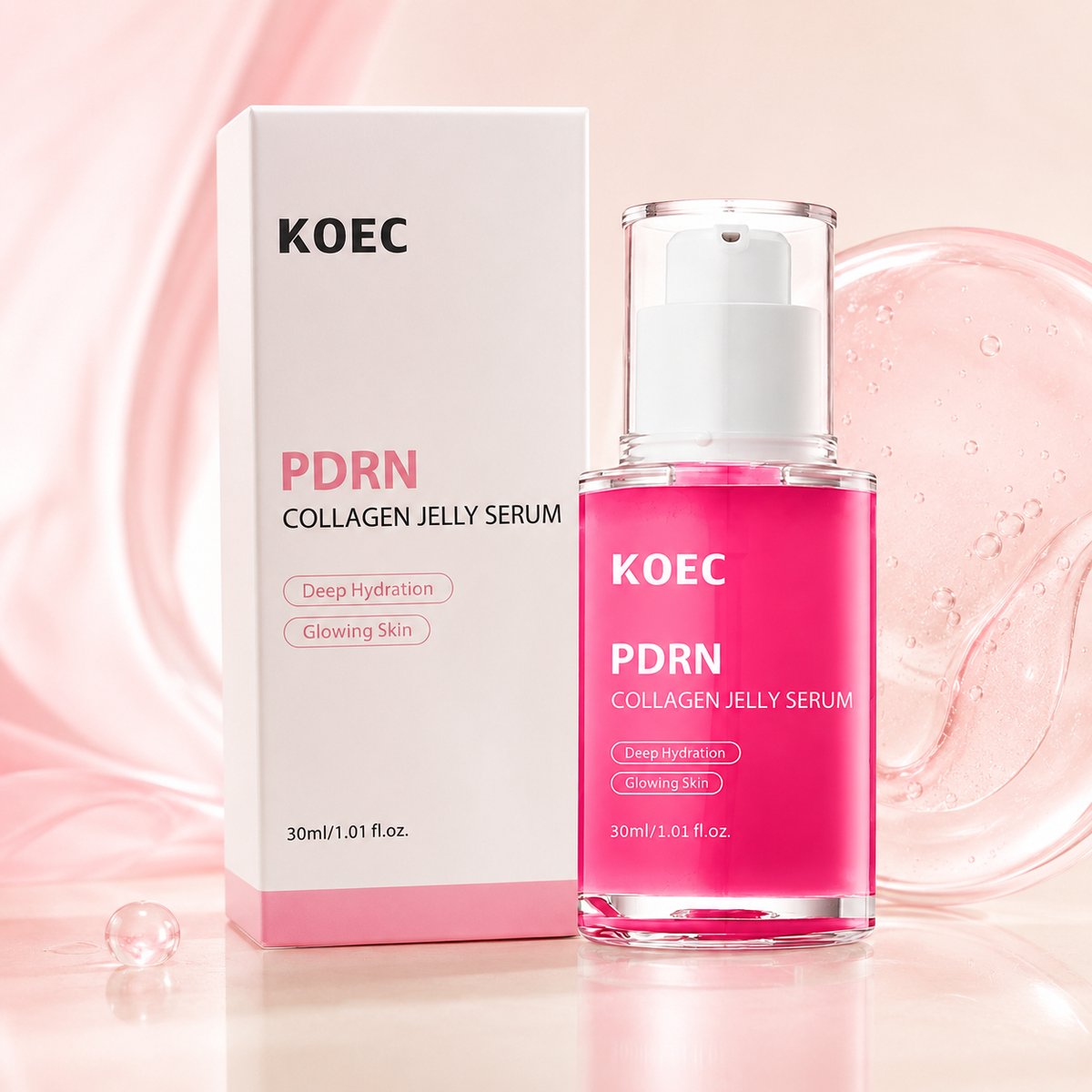 KOEC PDRN Collagen Jelly Serum – Korean Skincare – PDRN Serum met Collageen, Niacinamide & Hyaluronzuur – Hydraterend Gezichtsserum voor Glow
