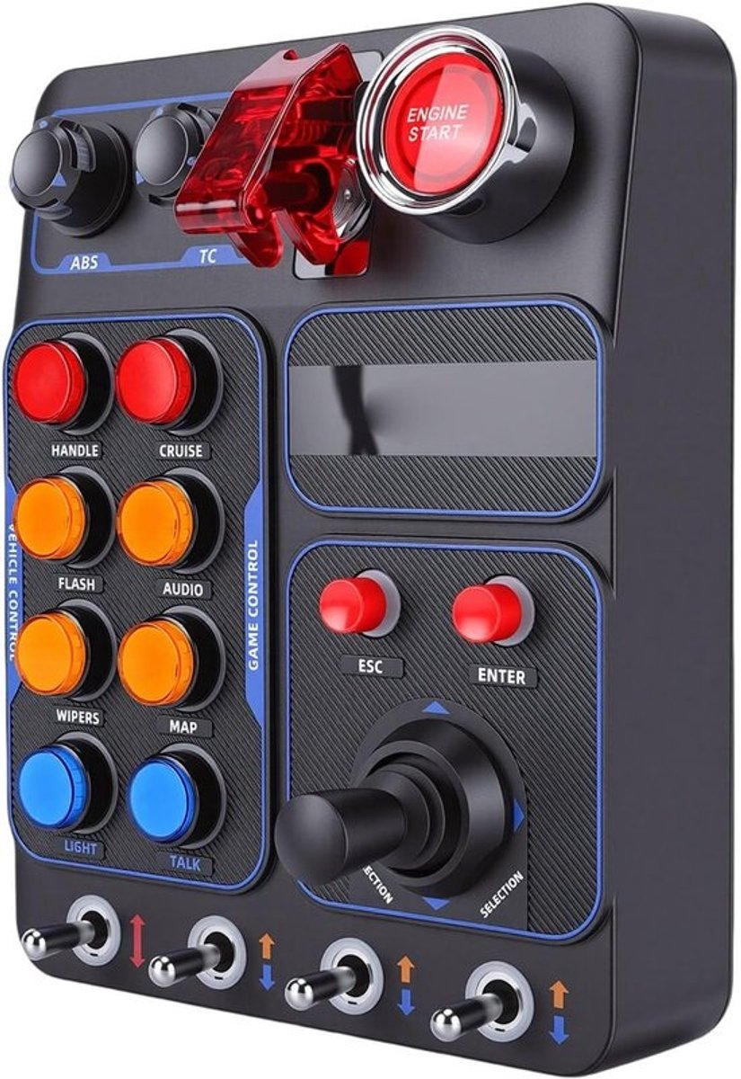 Race Knoppenbox - Sim Control Box - Racen Simuleren - 30 Programmeerbare Opties - 24 x 23 x 13 cm