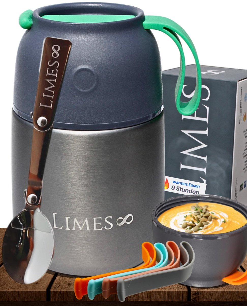 Lunchbox 500ml - Lekvrij, Inclusief Vouwlepel - Grijs/Groen