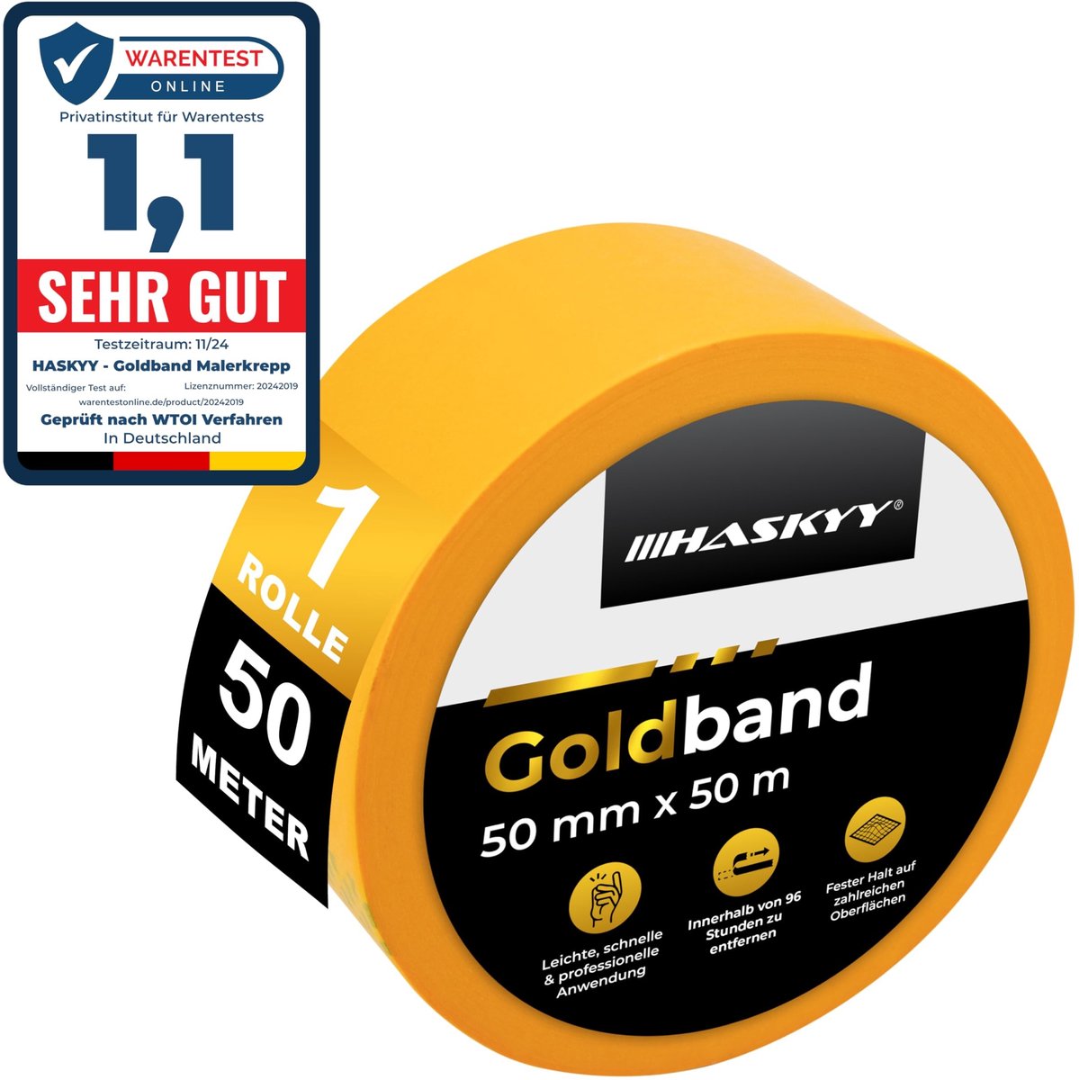 Maskingtape - 50 mm x 50 m - Geel