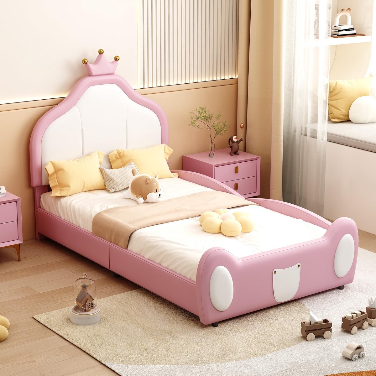 Kinderbed 90 x 200 cm - Roze Hoofdeinde