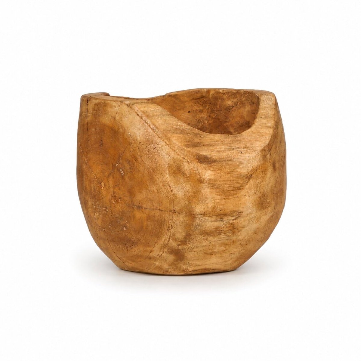 Teakhouten vaas Liva - 20 x 18 cm