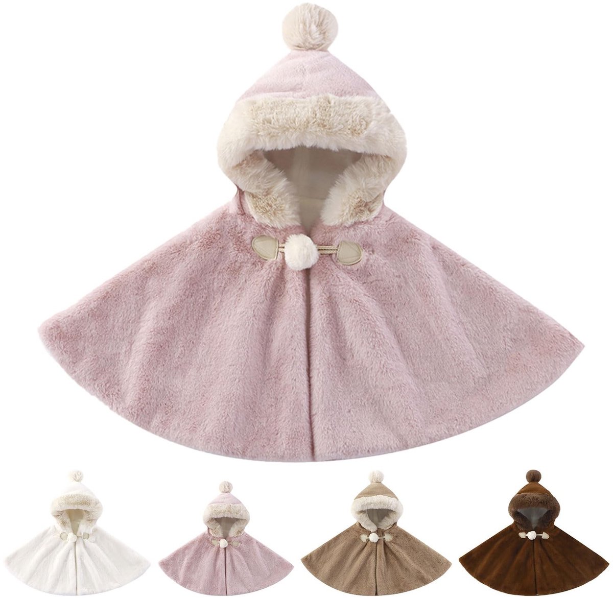 Baby Poncho voor Auto - Zachte Faux Fur - Roze