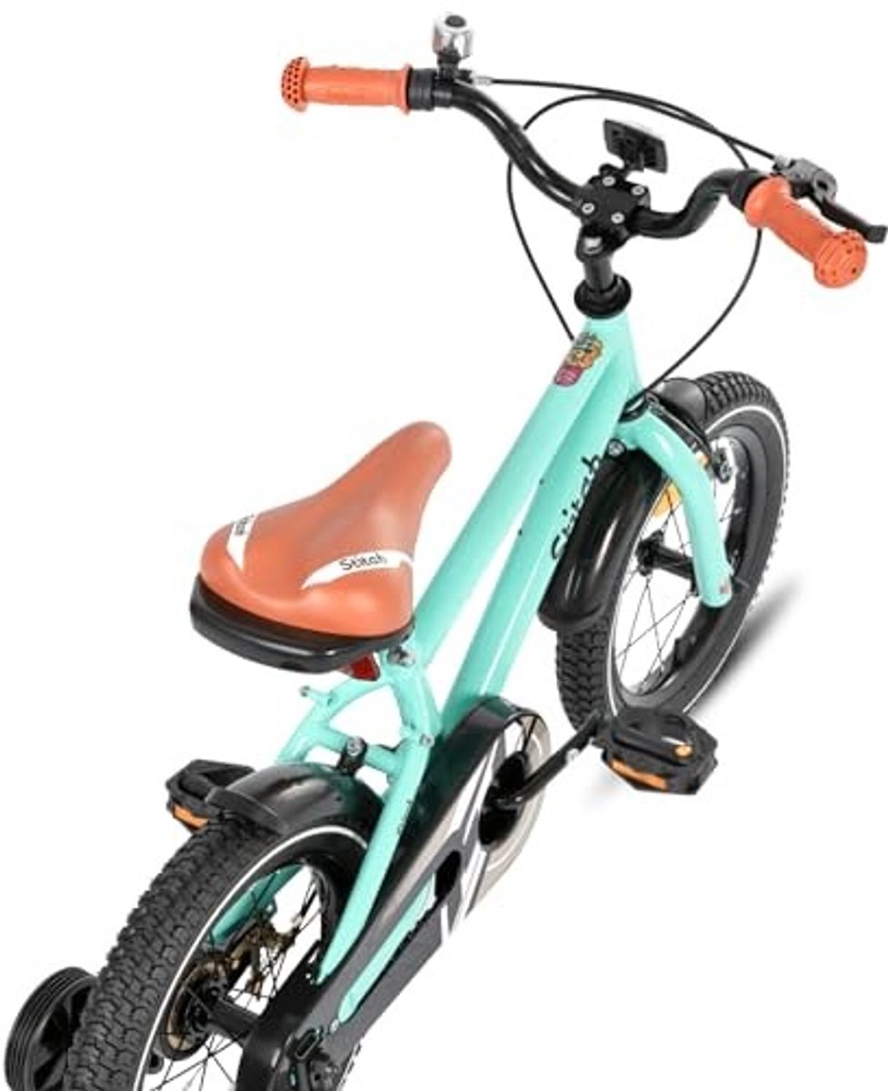 Kinderfiets 14 Inch - Met Stabilisatoren - Blauw/Beige/Groen/Roze