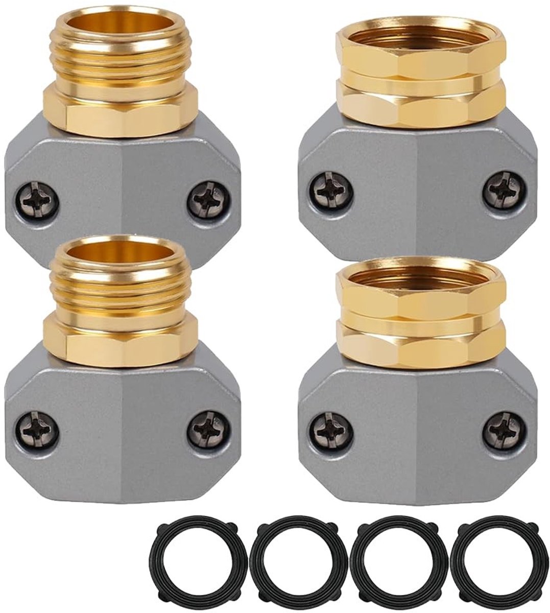 Tuinslang Reparatieset - 4 Stuks Aluminium Waterfittingen
