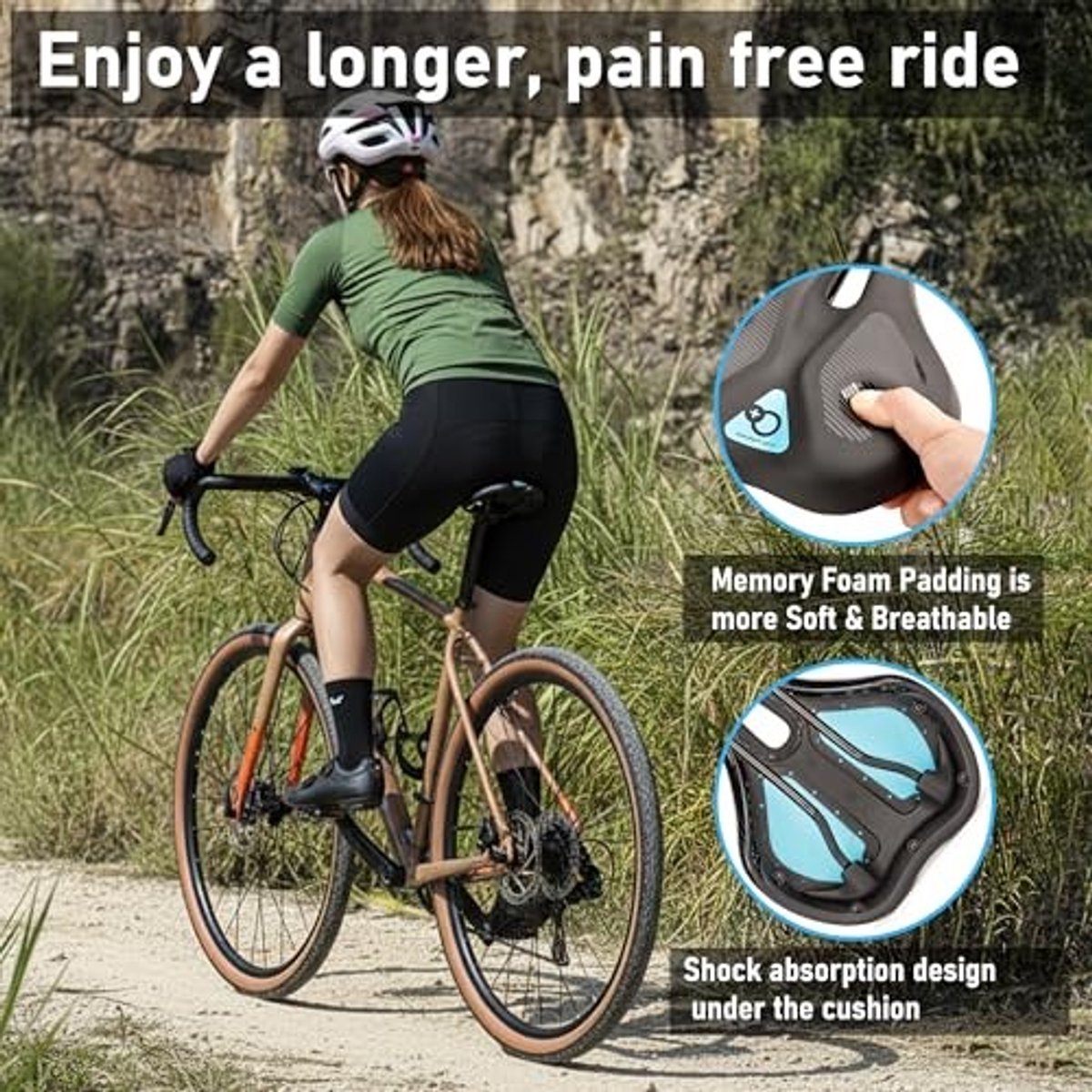 Fietszadel - Geheugenfoam en Schokabsorberend Zwart