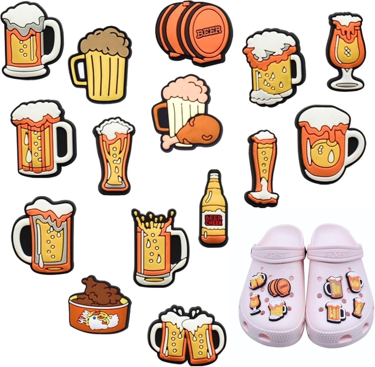 15 stuks schoencharms van PVC, kleurrijke cartoon ontwerpen voor klompen en armbanden, veilige en duurzame DIY versiering voor kinderen
