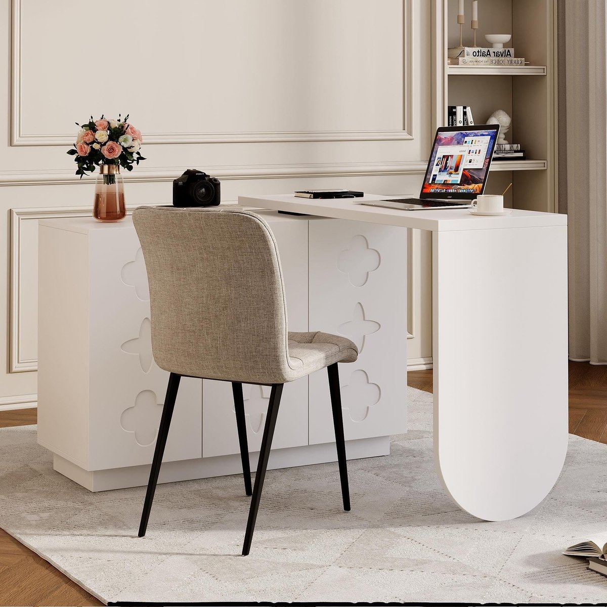 Hoekbureau - Rotatable L-vormig - Compact en modern - Wit