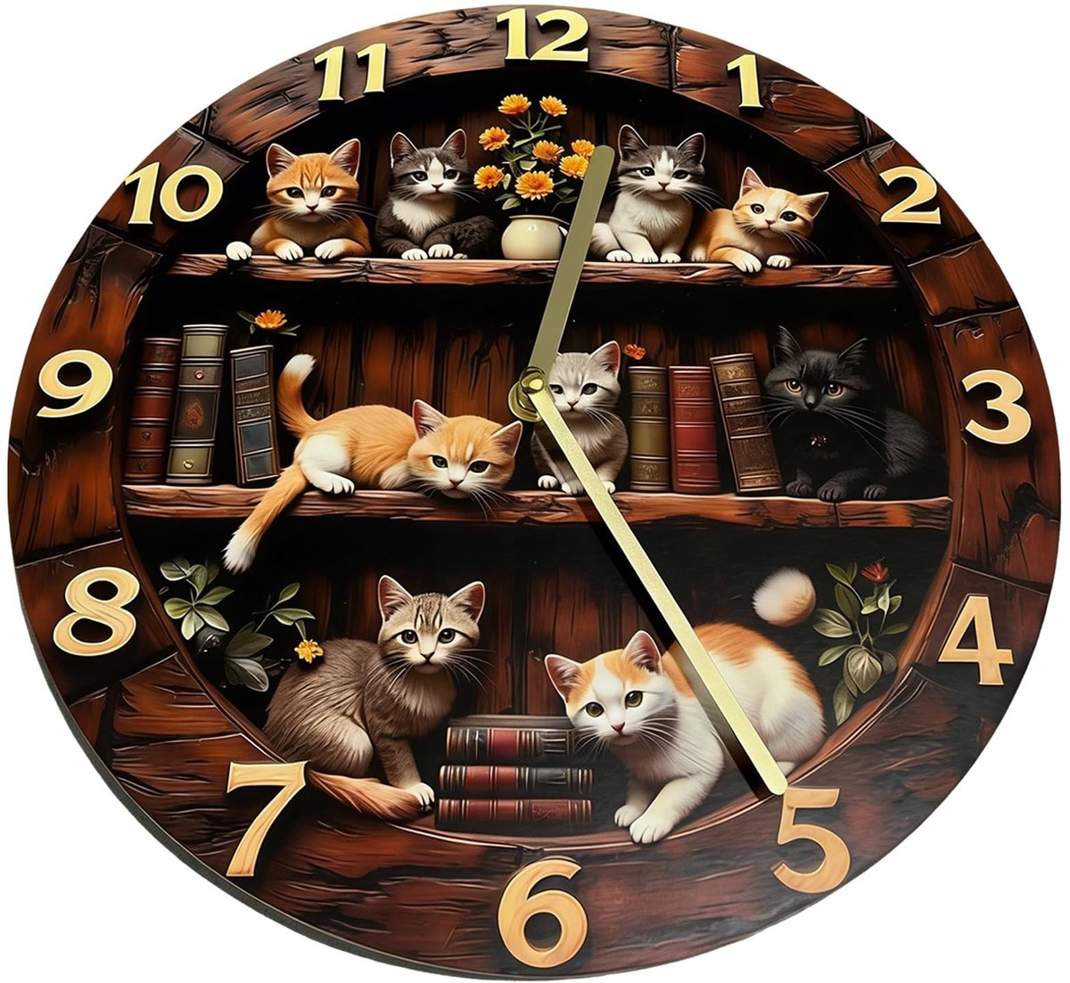 Retro kattenklok - Wandklok met kattenthema - 20/25/30 cm