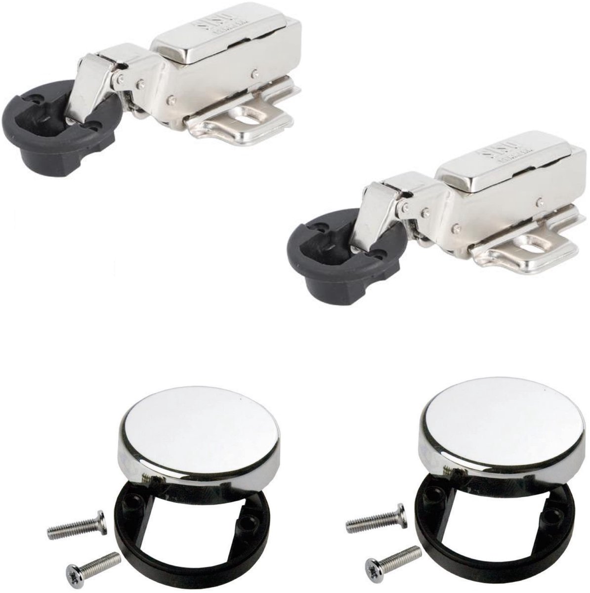 Glazen Deur Scharnier Set - Inclusief Softclose en Dekkap - Chroom - Set van 2