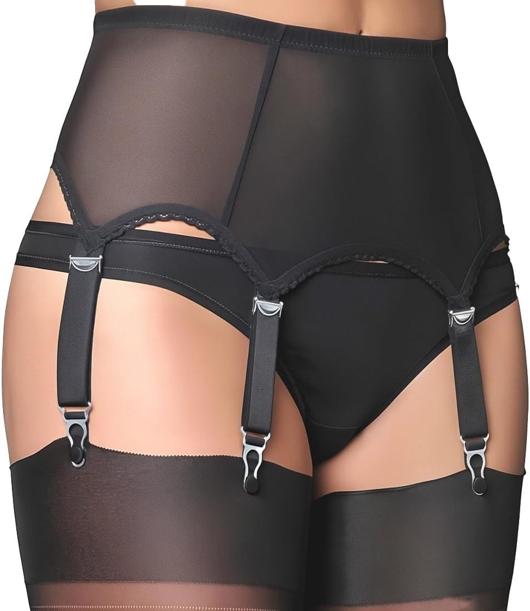Verleidelijke Kanten Suspender Riem voor Vrouwen - Plus Size Lingerie met 6 Houders en Garter Belt