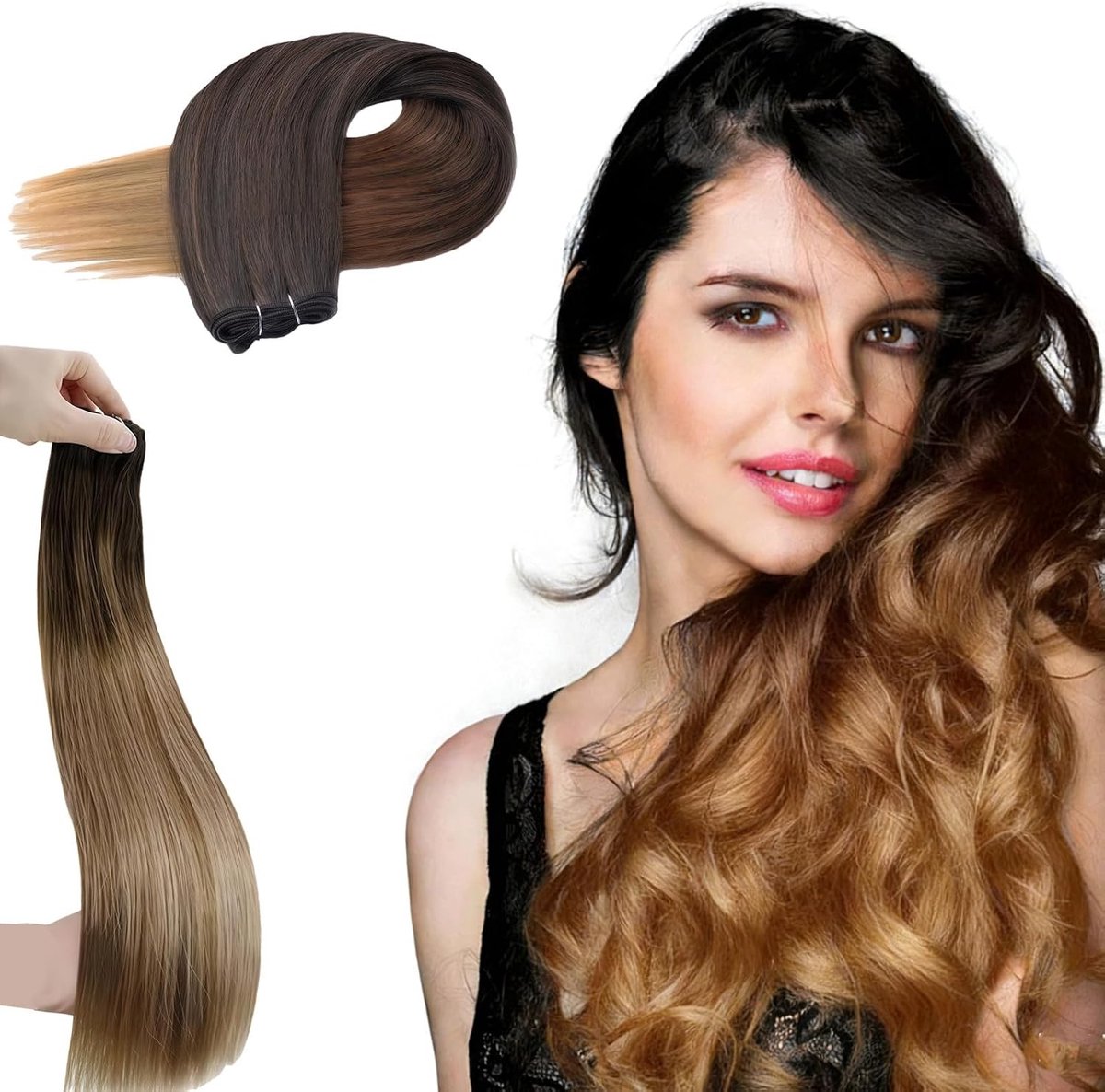 26 Inch Haar Weaves Echte Haar Weft Extensions Glad Hittebestendig Lang Haar Voor Naai- en Clip-in Toepassingen Natuurlijke Zachte Hoge Temperatuurvezels