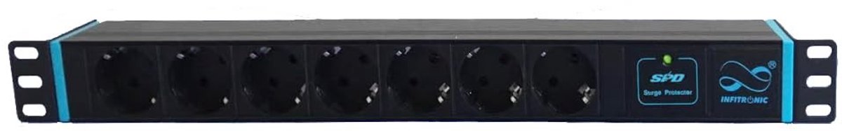 19 inch 7-Way Power Strip - Met Overspanningsbeveiliging