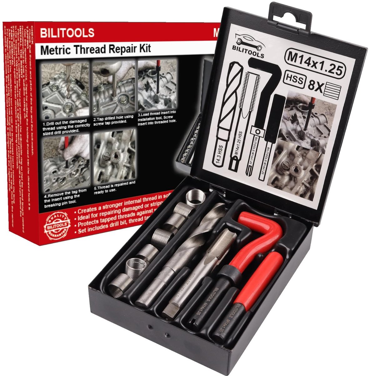 M14x1.25 Draad Reparatieset - Boor Helicoil Metrisch