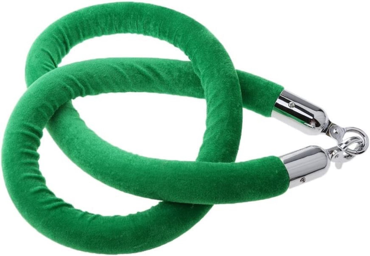 Fluwelen Stanchion Touw - 5 Voet Groen met Snap Haken