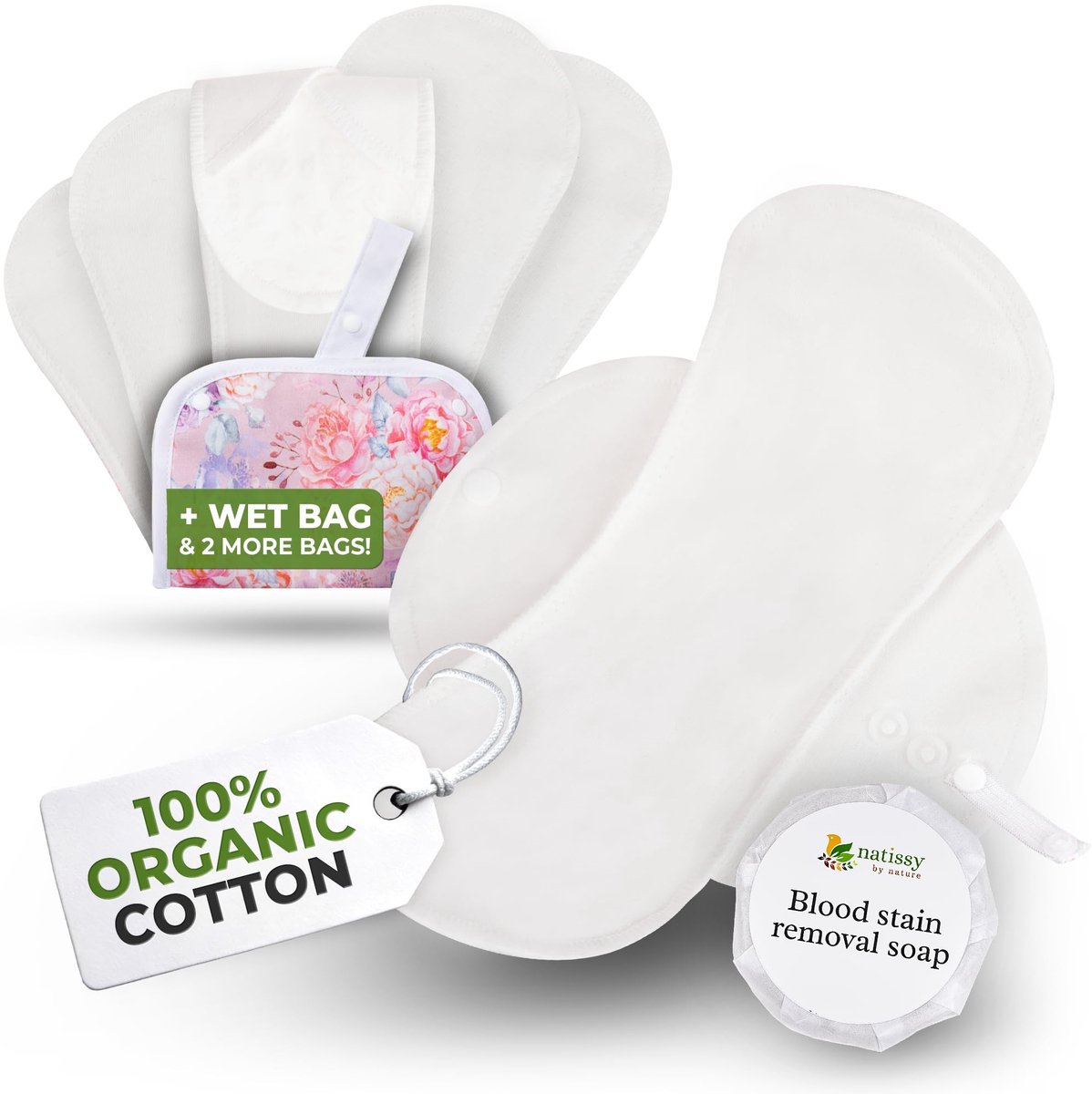Herbruikbare Menstruatiepads - Hoge Absorptie, 6 Stuks L+XL