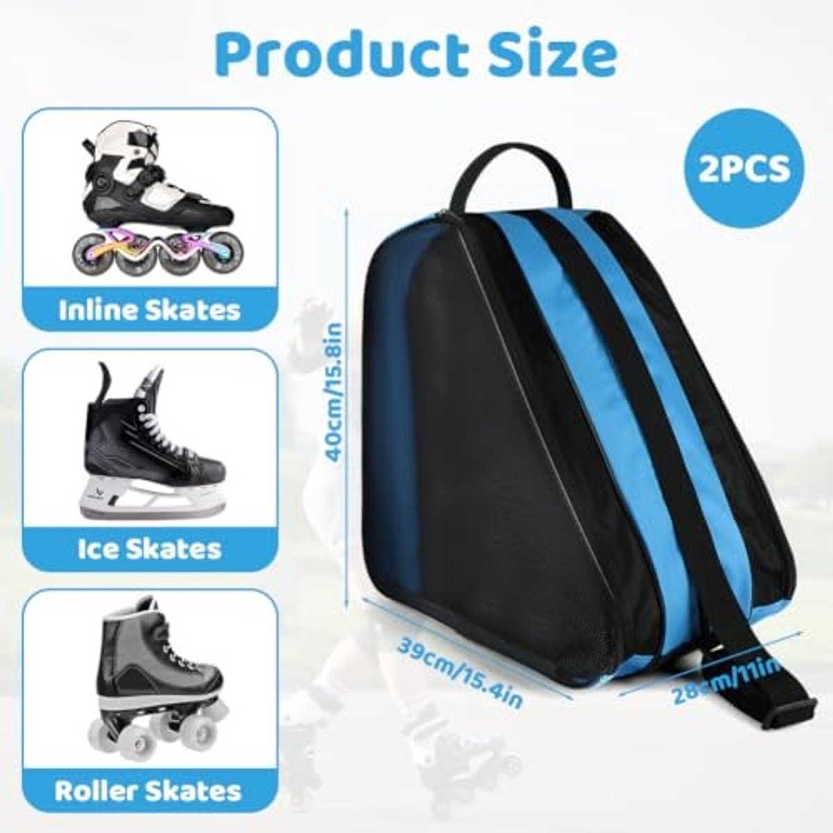 Rolschaatsen Tas - Grote Capaciteit - Blauw en Roze