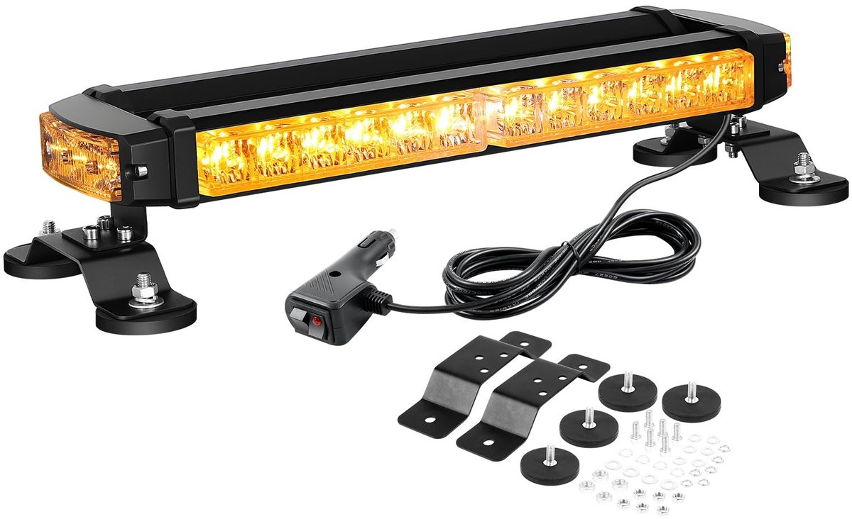Noodstroboscooplichtbalk 40 cm - 30 leds met sterke magneten