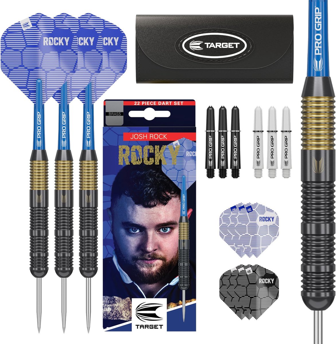 Darts set Josh Rock 22G - Professionele accessoires - Zwart