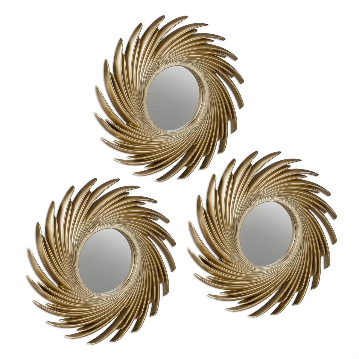 Set van 3 Zonnevormige Spiegels - Goudkleurig