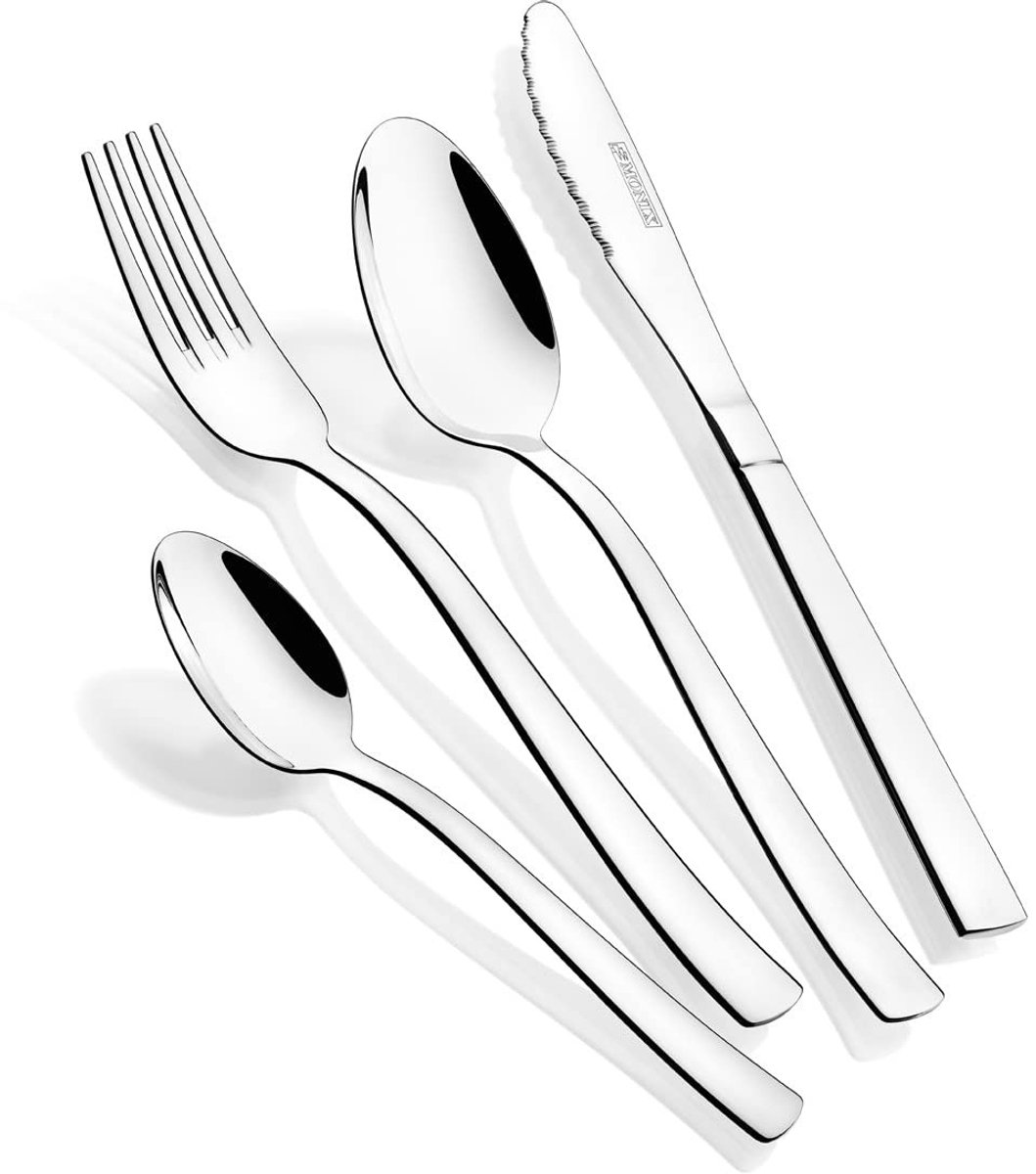 24-delig bestekset met steakmessen - Rvs, modern design, voor 6 personen