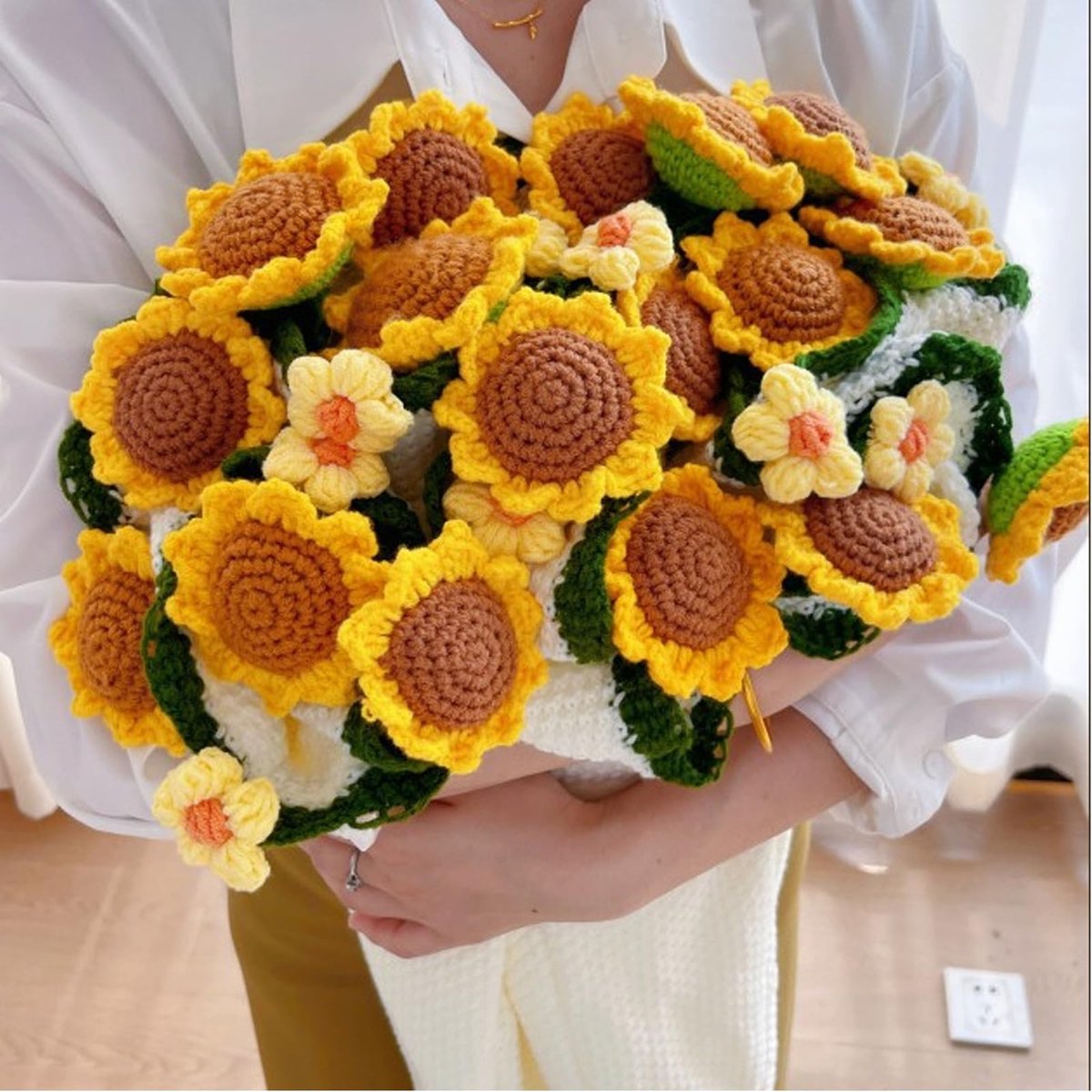Gehaakt Bloemen Bouquet Dekentje - Handgemaakt 80 x 80 cm