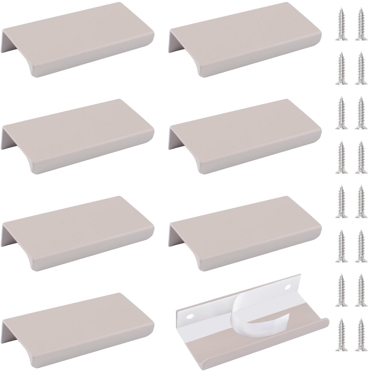 Zelfklevende Trekhandgrepen - Aluminium met Rechte Hoek - 80mm - Cashmere Grijs - Set van 8
